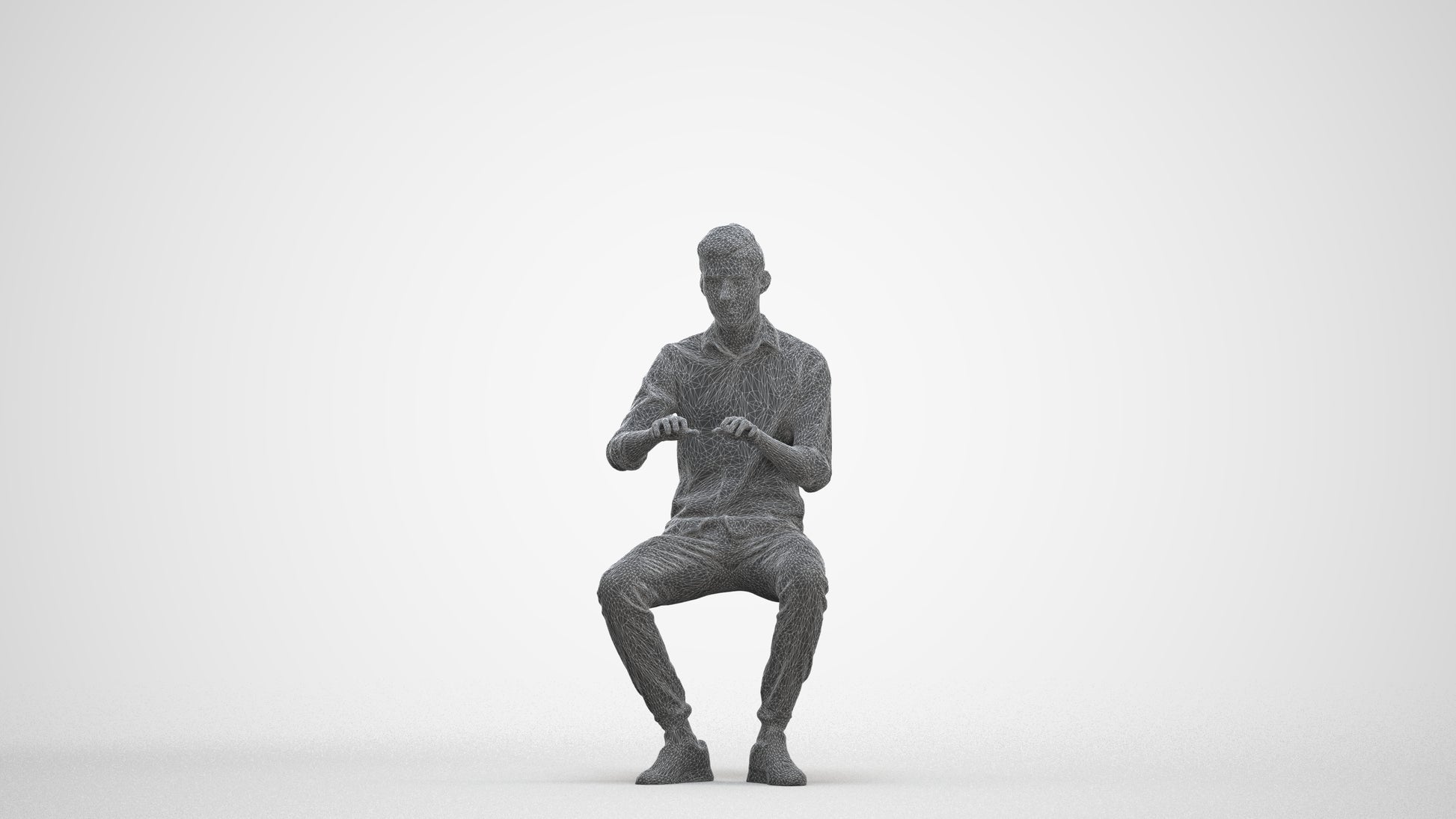 realistic 3D man casual business, scanned archviz people for Blender and 3ds Max, three-quarter front view render