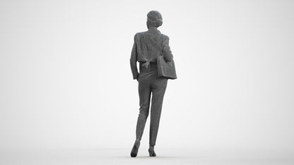 scanned 3D woman casual standing, photogrammetry people for Enscape and V-Ray, wireframe front view