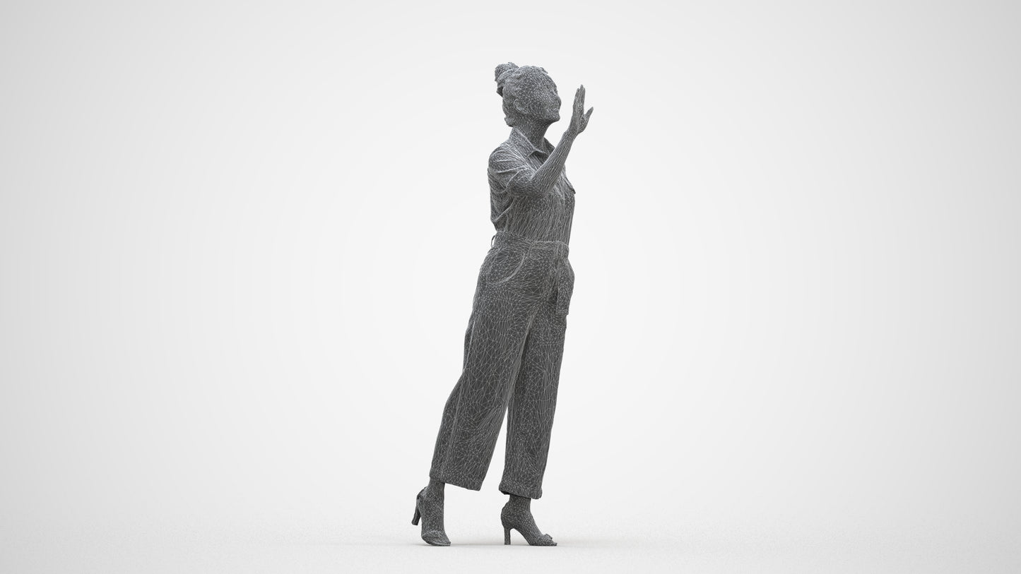 photogrammetry 3D woman business standing, realistic human model archviz FBX, three-quarter front view render