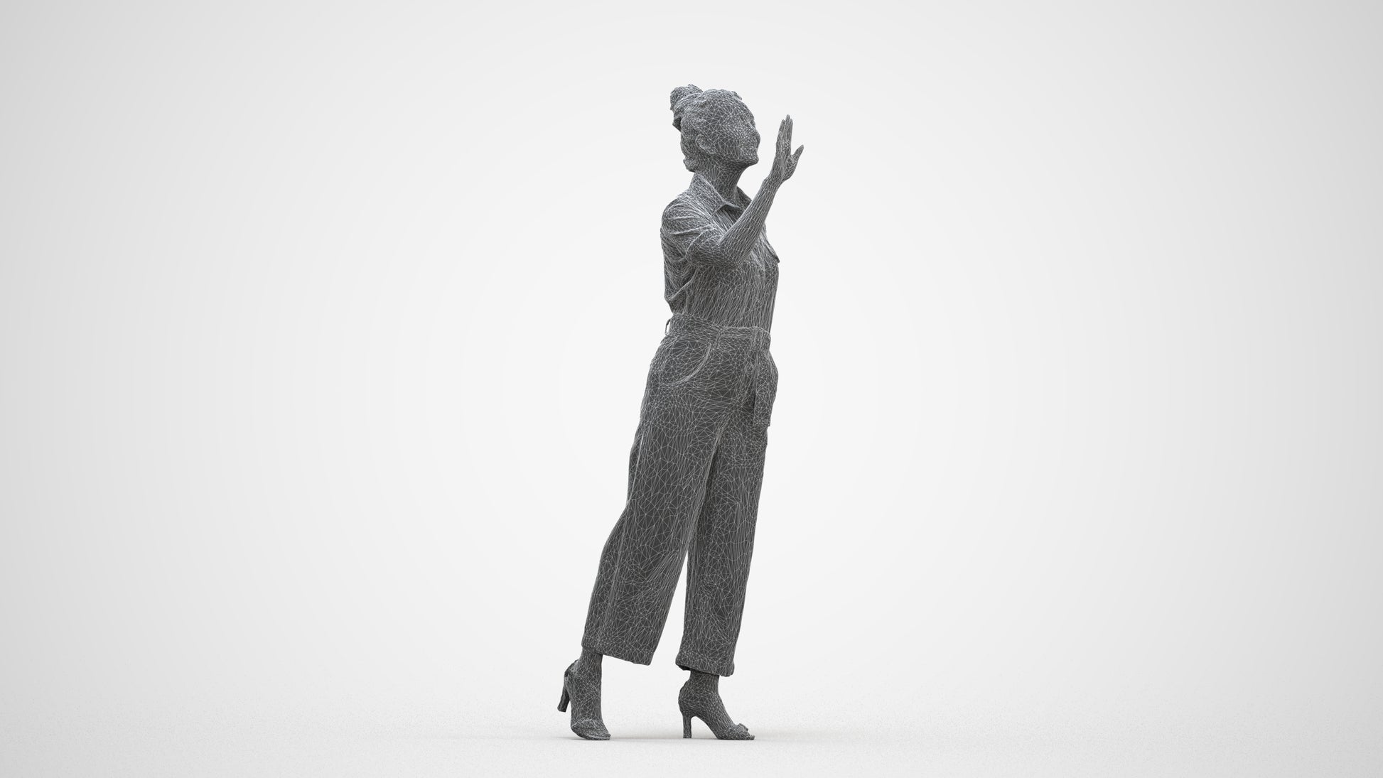 photogrammetry 3D woman business standing, realistic human model archviz FBX, three-quarter front view render