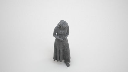 scanned 3D woman casual standing, photogrammetry people for Enscape and V-Ray, wireframe three-quarter view