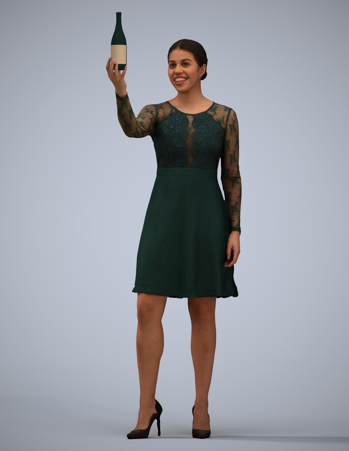 photogrammetry 3D woman casual hospitality, realistic human model archviz FBX