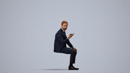 photogrammetry 3D man business, realistic human model archviz FBX, side view render