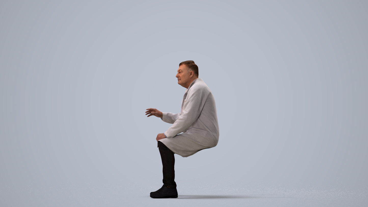 3D human model man medical, photogrammetry scanned person for archviz, three-quarter view render