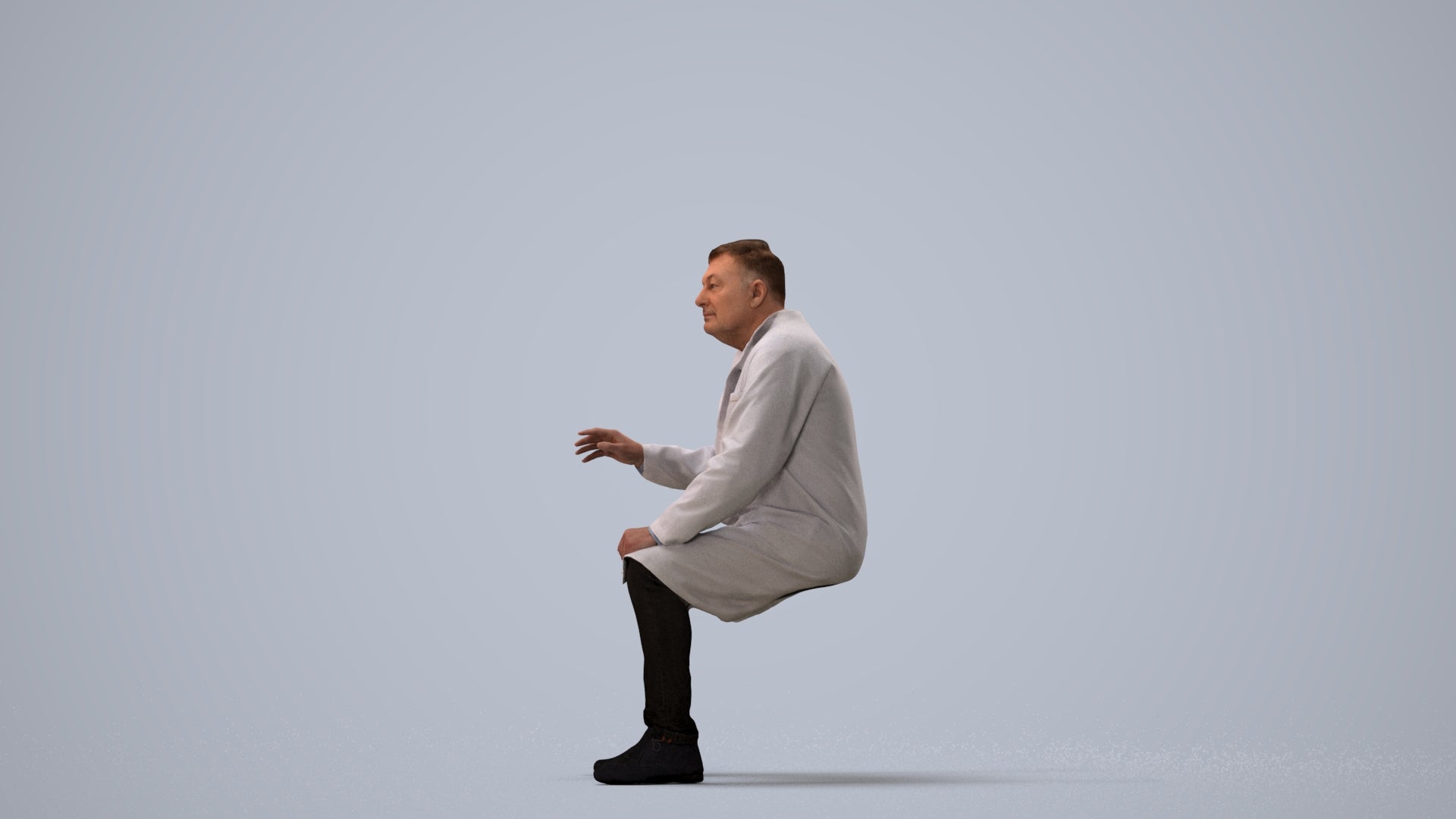 3D human model man medical, photogrammetry scanned person for archviz, three-quarter view render