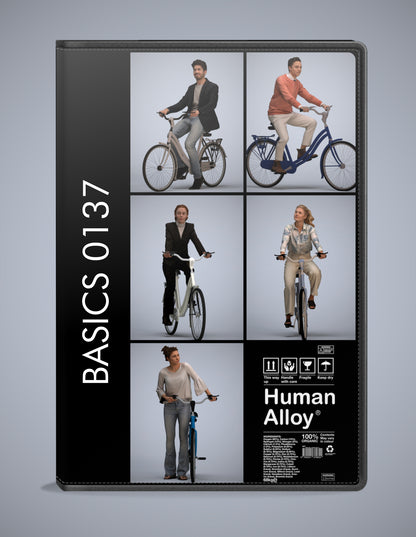 photogrammetry 3D people cycling collection, 5 realistic human models archviz FBX