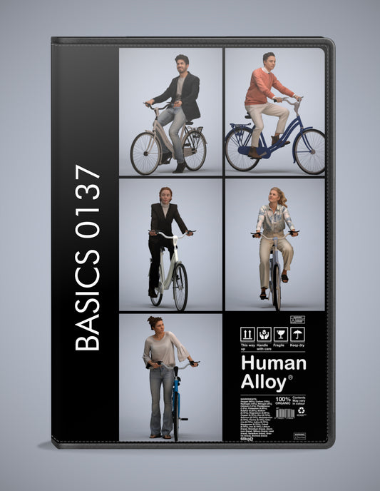 photogrammetry 3D people cycling collection, 5 realistic human models archviz FBX