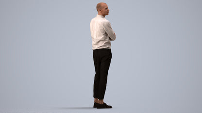 realistic 3D people man business standing, render-ready for V-Ray and Corona, FBX OBJ, side view render