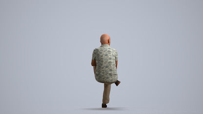 3D scanned senior man sitting casual, photorealistic archviz people for Enscape and SketchUp, front view render