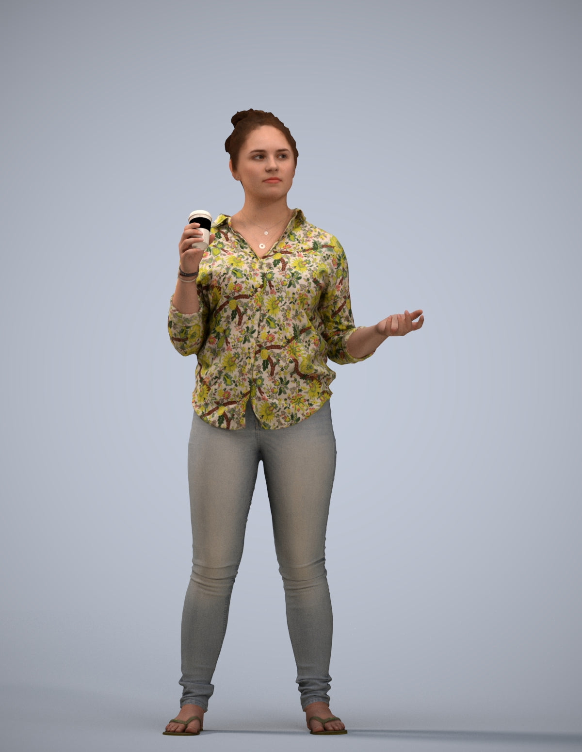 photogrammetry 3D woman casual standing, realistic human model archviz FBX