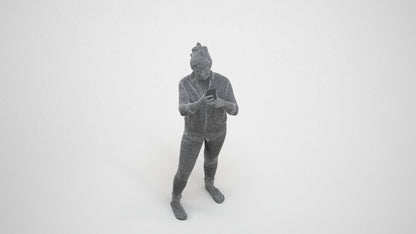 3D people model man casual standing, scanned human for 3ds Max rendering, wireframe three-quarter view