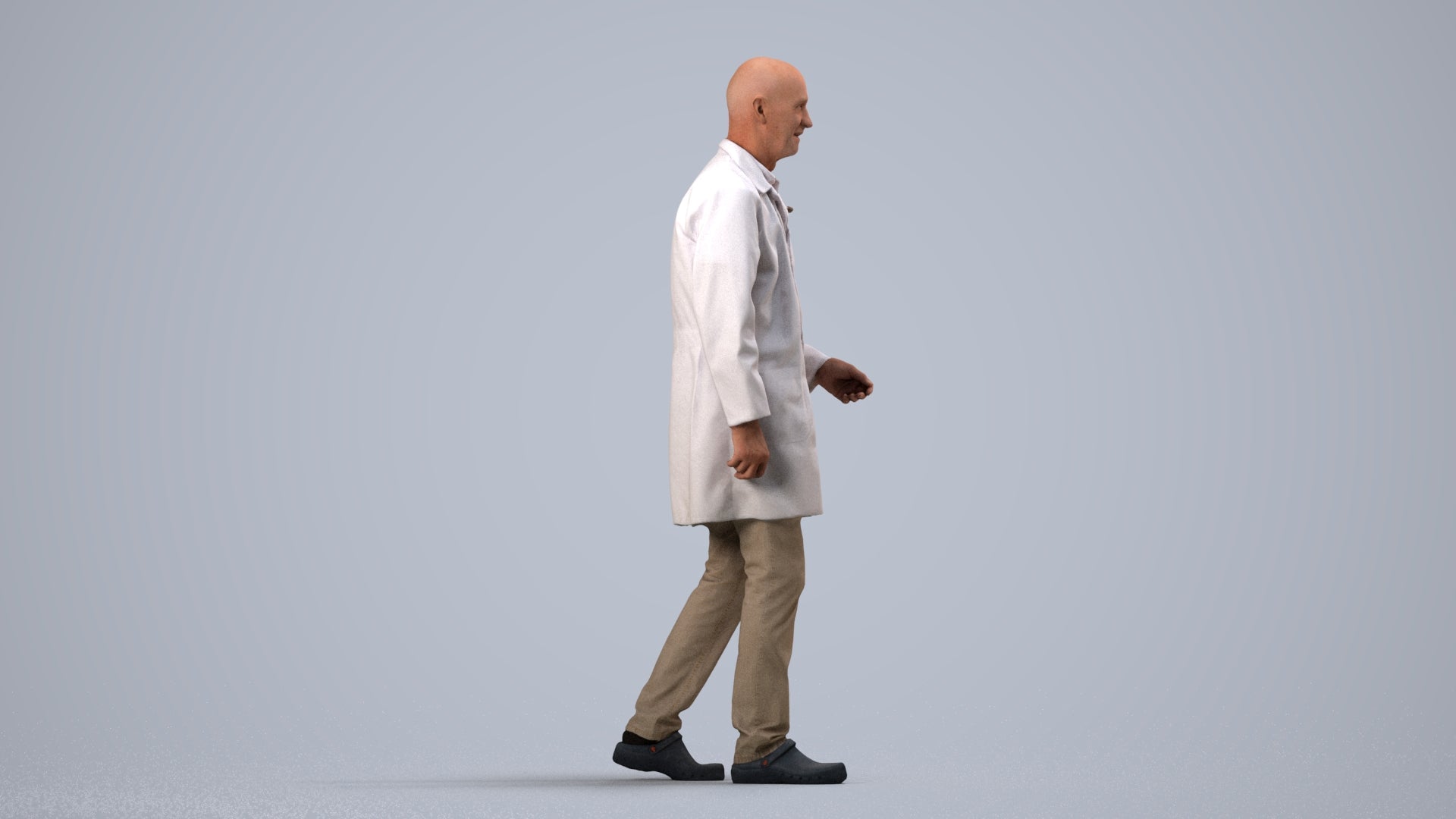 realistic 3D senior man medical, scanned archviz people for Blender and 3ds Max, side view render