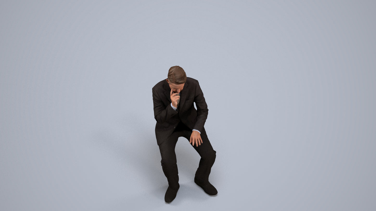 3D people model man business, scanned human for 3ds Max rendering, back view render