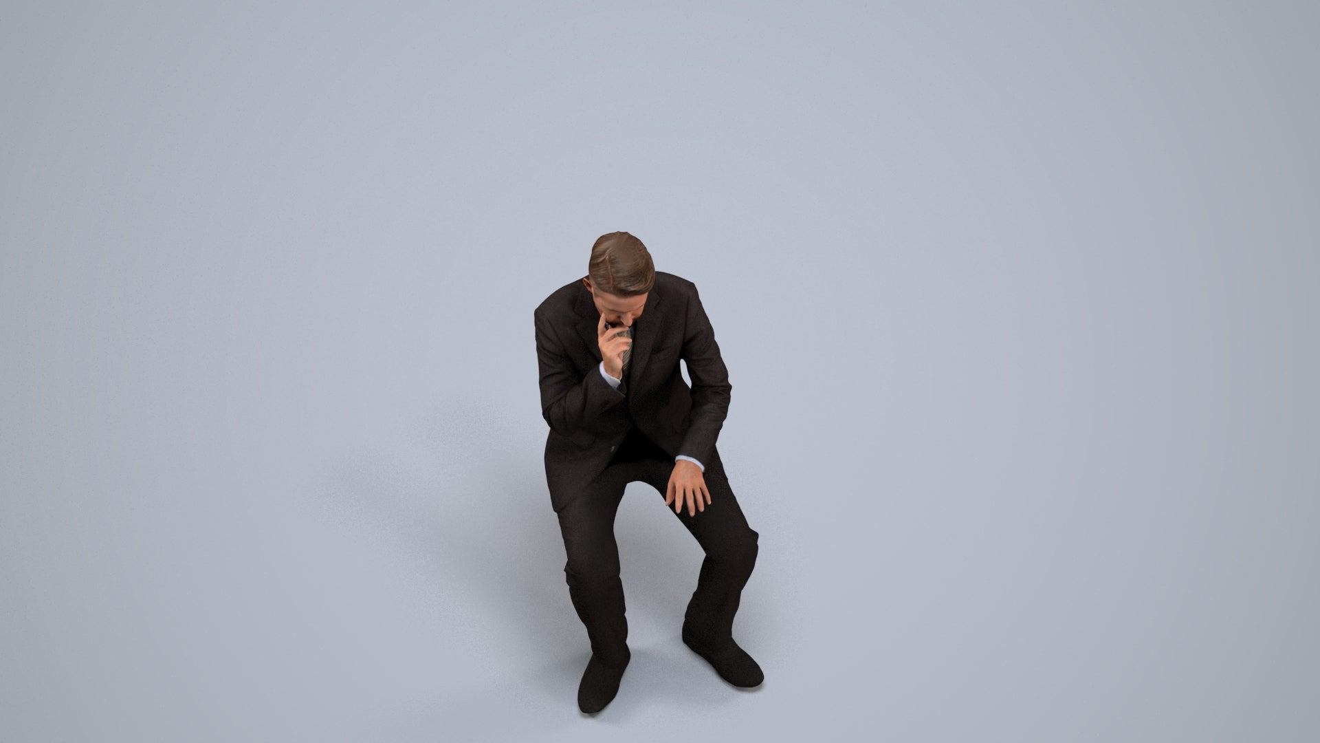 3D people model man business, scanned human for 3ds Max rendering, back view render