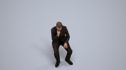 3D people model man business, scanned human for 3ds Max rendering, back view render