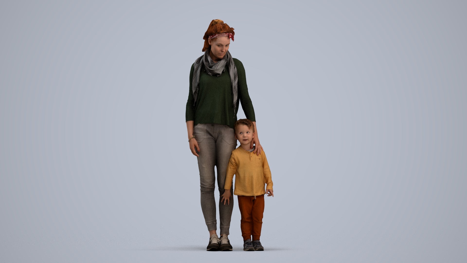 realistic 3D people girl casual kids, render-ready for V-Ray and Corona, FBX OBJ, standing pose render
