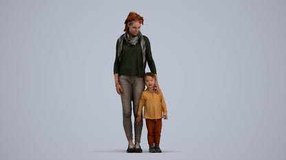 realistic 3D people girl casual kids, render-ready for V-Ray and Corona, FBX OBJ, standing pose render