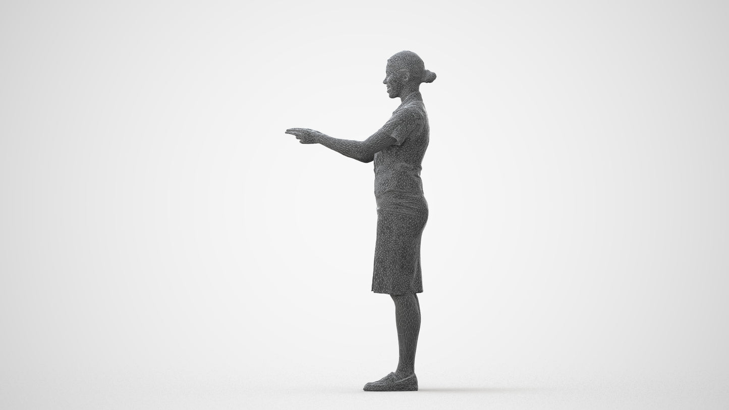 photogrammetry 3D woman hospitality, realistic human model archviz FBX, square thumbnail