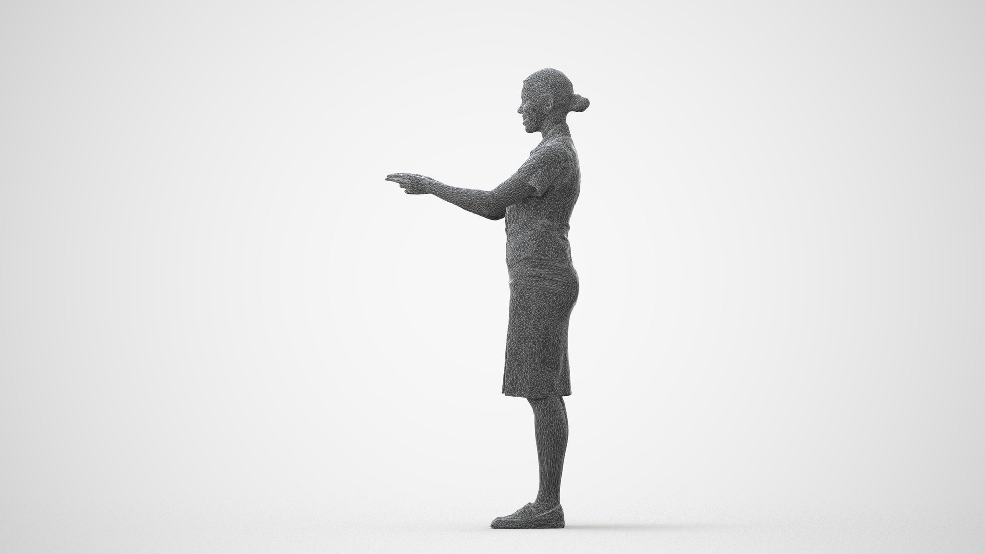 photogrammetry 3D woman hospitality, realistic human model archviz FBX, square thumbnail