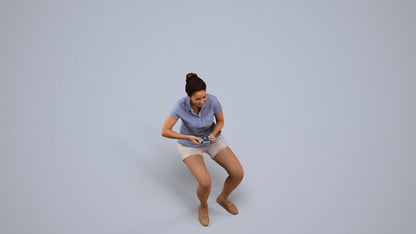 3D scanned woman sitting casual, photorealistic archviz people for Enscape and SketchUp, back view render