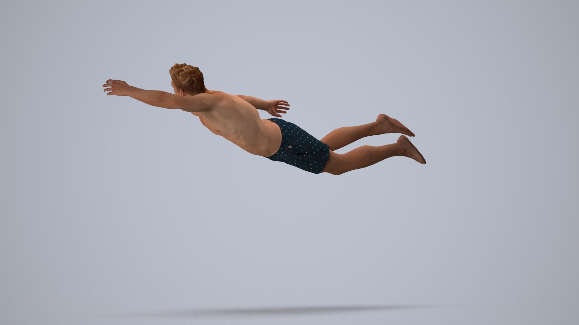 realistic 3D people man sport pool, render-ready for V-Ray and Corona, FBX OBJ, three-quarter view render