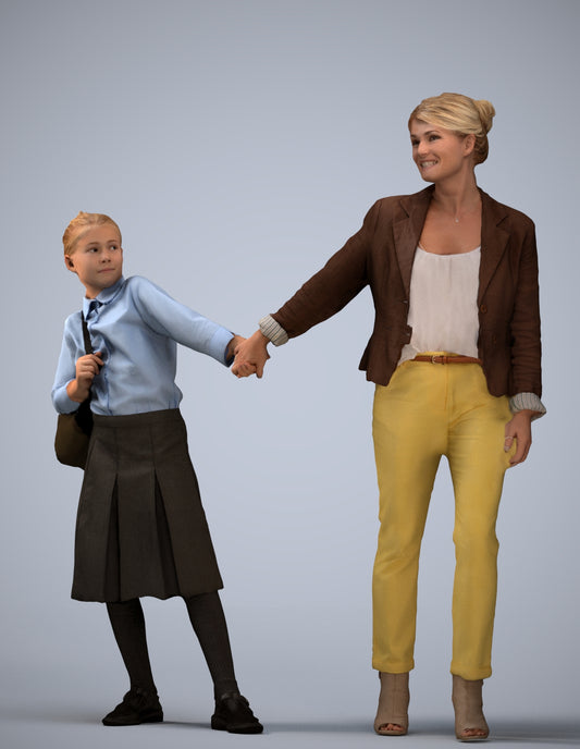 realistic 3D girl kids, scanned archviz people for Blender and 3ds Max