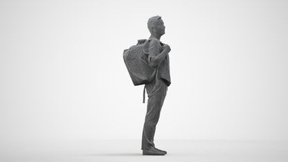 realistic 3D people man casual standing, render-ready for V-Ray and Corona, FBX OBJ, wireframe side view