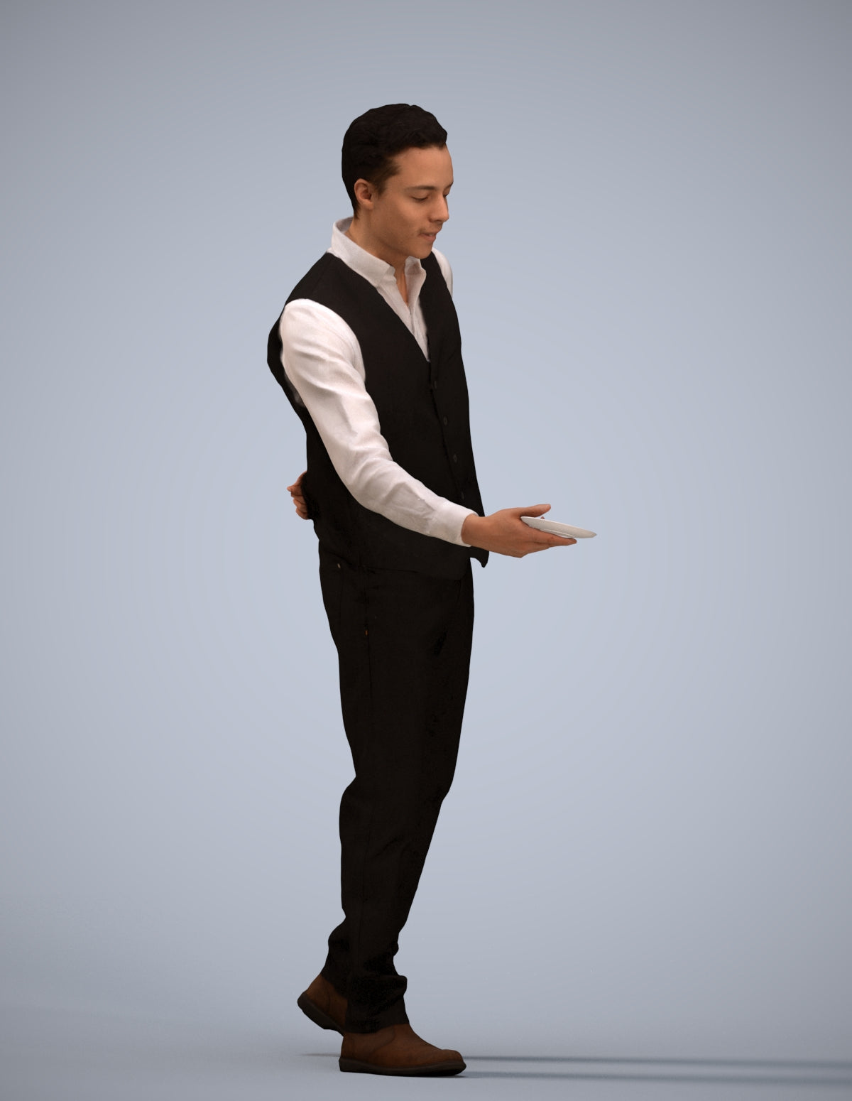 3D scanned man hospitality, photorealistic archviz people for Enscape and SketchUp