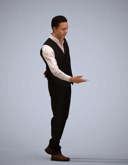 3D scanned man hospitality, photorealistic archviz people for Enscape and SketchUp