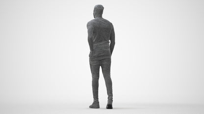 scanned 3D man casual walking, photogrammetry people for Enscape and V-Ray, square thumbnail