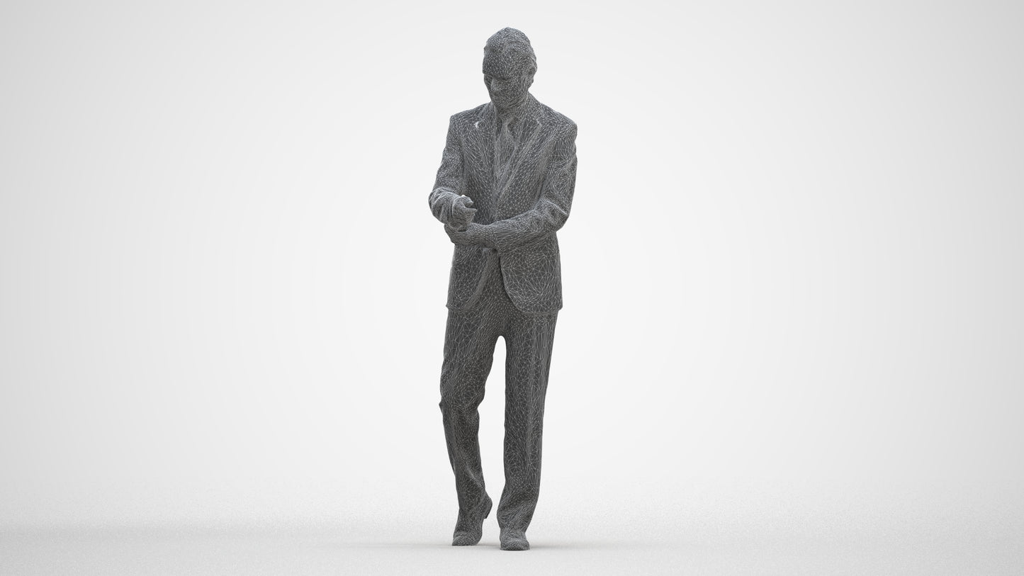 photogrammetry 3D man business, realistic human model archviz FBX, three-quarter front view render