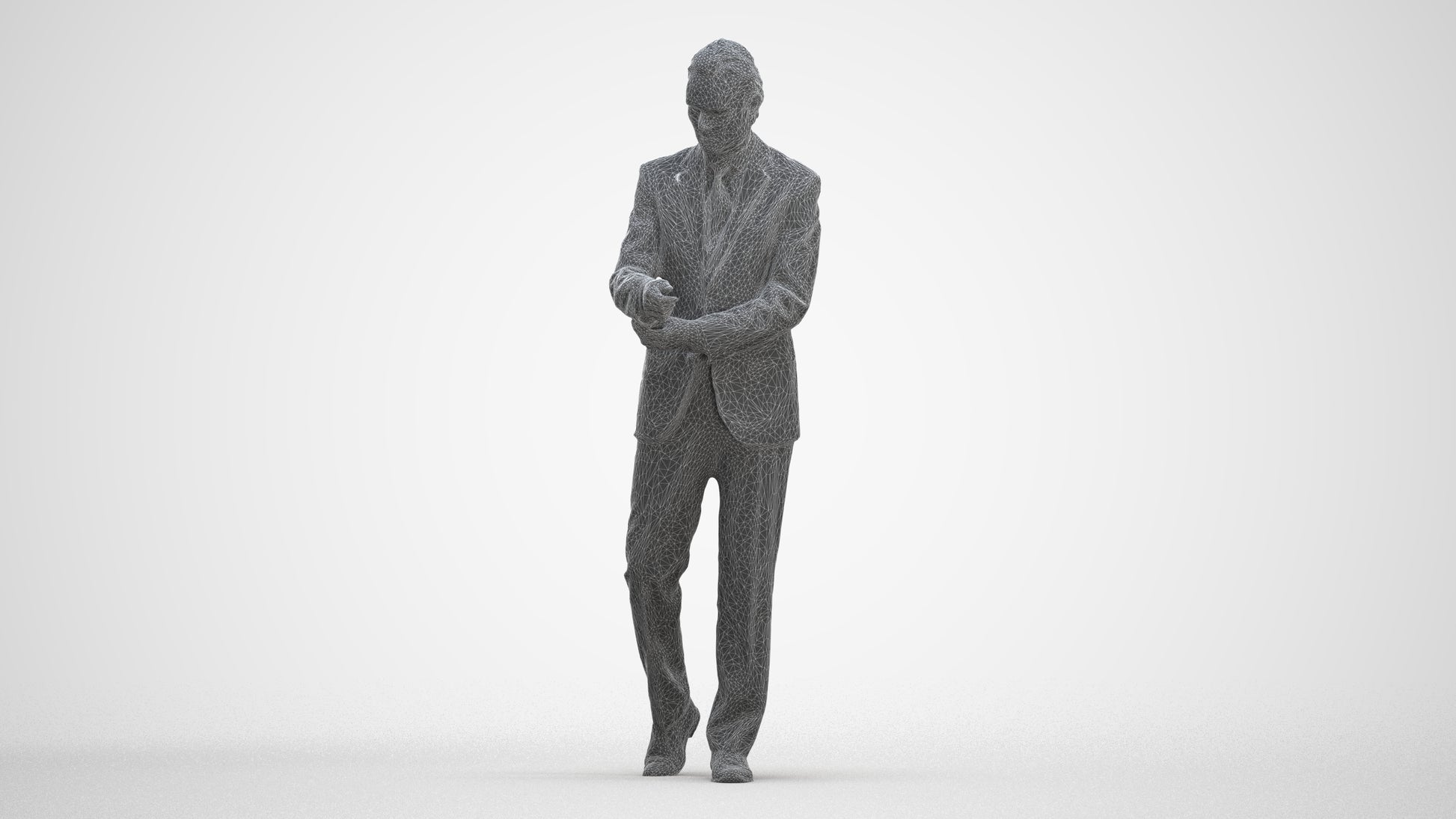 photogrammetry 3D man business, realistic human model archviz FBX, three-quarter front view render