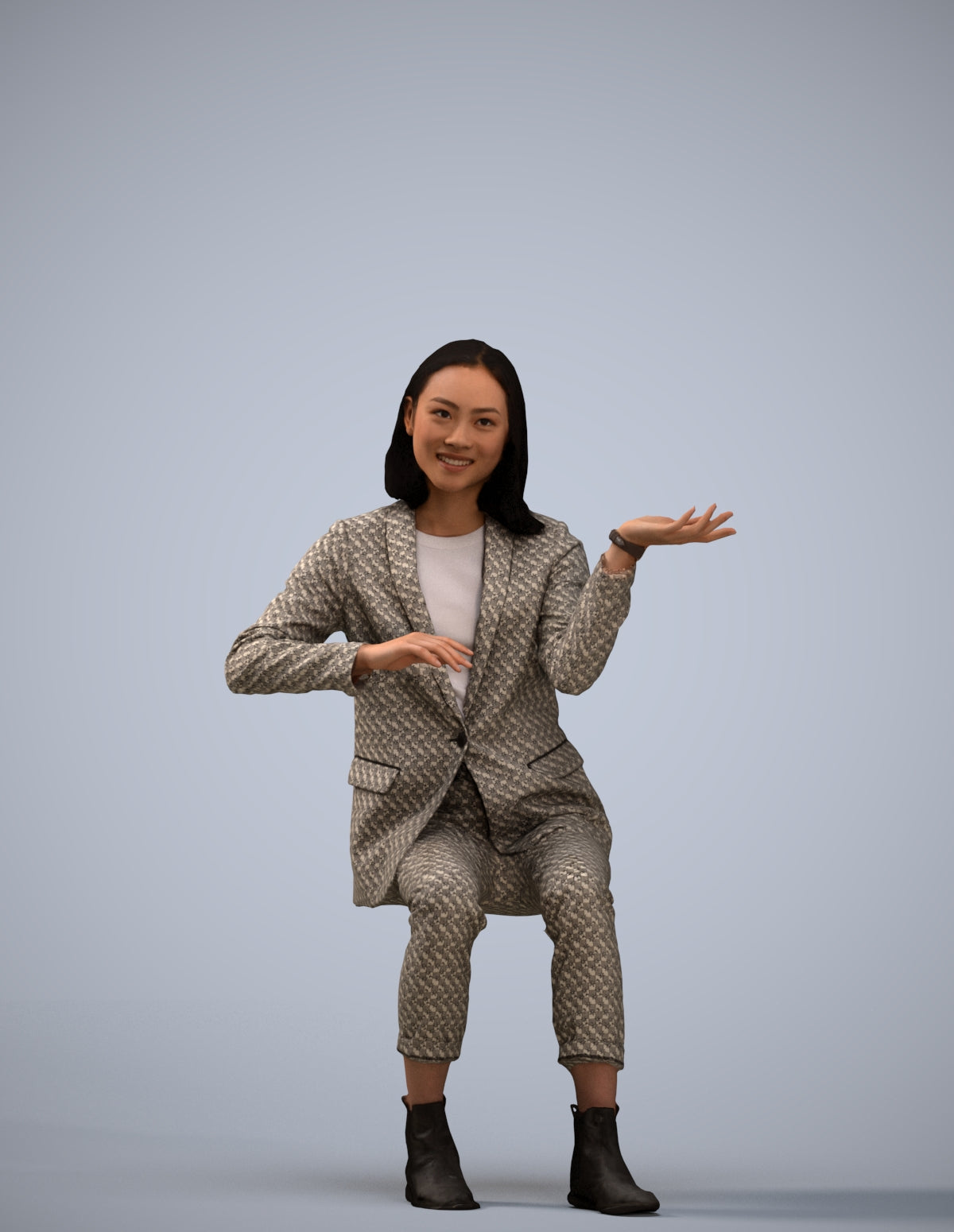 realistic 3D woman business, scanned archviz people for Blender and 3ds Max