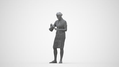 realistic 3D woman hospitality, scanned archviz people for Blender and 3ds Max, wireframe back view