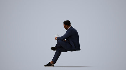 scanned 3D man business, photogrammetry people for Enscape and V-Ray, three-quarter view render