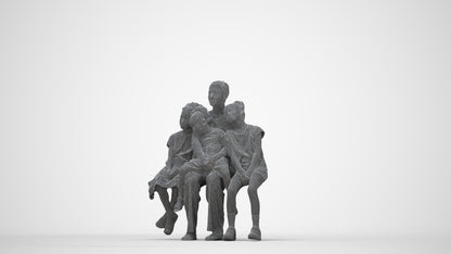 3D scanned girl kids casual, photorealistic archviz people for Enscape and SketchUp, wireframe back view