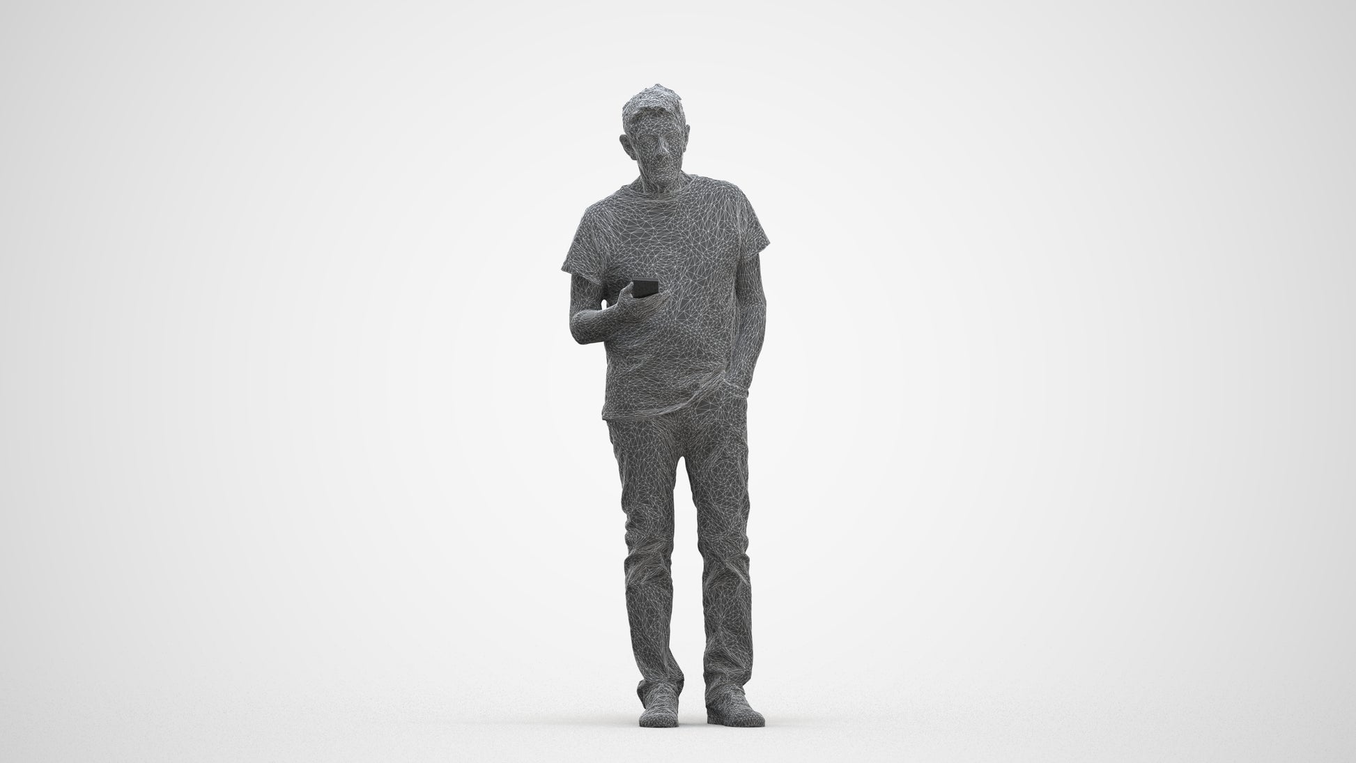 3D people model senior man casual standing, scanned human for 3ds Max rendering, three-quarter front view render