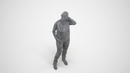 3D people model woman casual standing, scanned human for 3ds Max rendering, wireframe three-quarter view