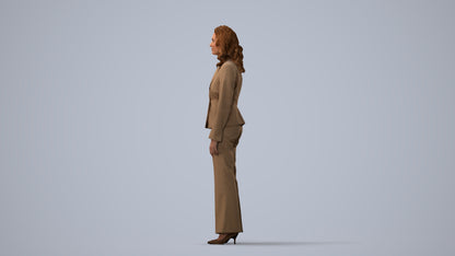 photogrammetry 3D woman business standing, realistic human model archviz FBX, three-quarter view render