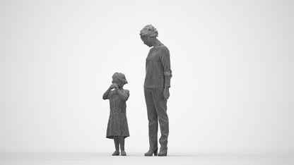 scanned 3D girl casual kids, photogrammetry people for Enscape and V-Ray, wireframe back view