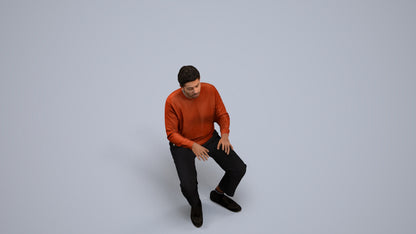 realistic 3D people man casual sitting, render-ready for V-Ray and Corona, FBX OBJ, back view render