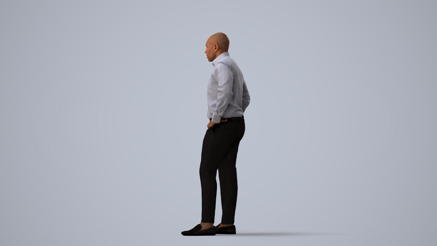 3D scanned man business, photorealistic archviz people for Enscape and SketchUp, three-quarter view render