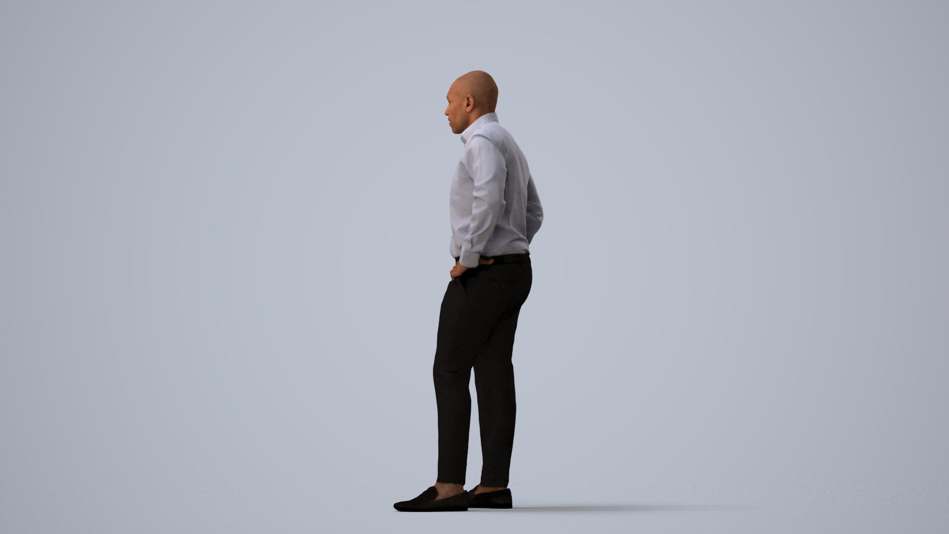 3D scanned man business, photorealistic archviz people for Enscape and SketchUp, three-quarter view render