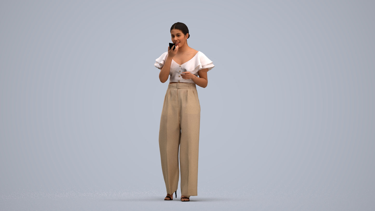 photogrammetry 3D woman business walking, realistic human model archviz FBX, standing pose render