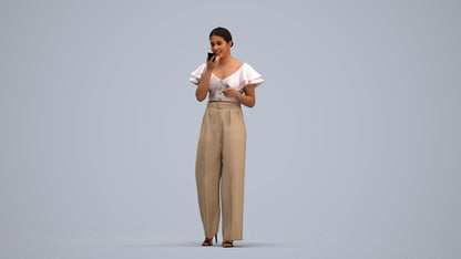 photogrammetry 3D woman business walking, realistic human model archviz FBX, standing pose render