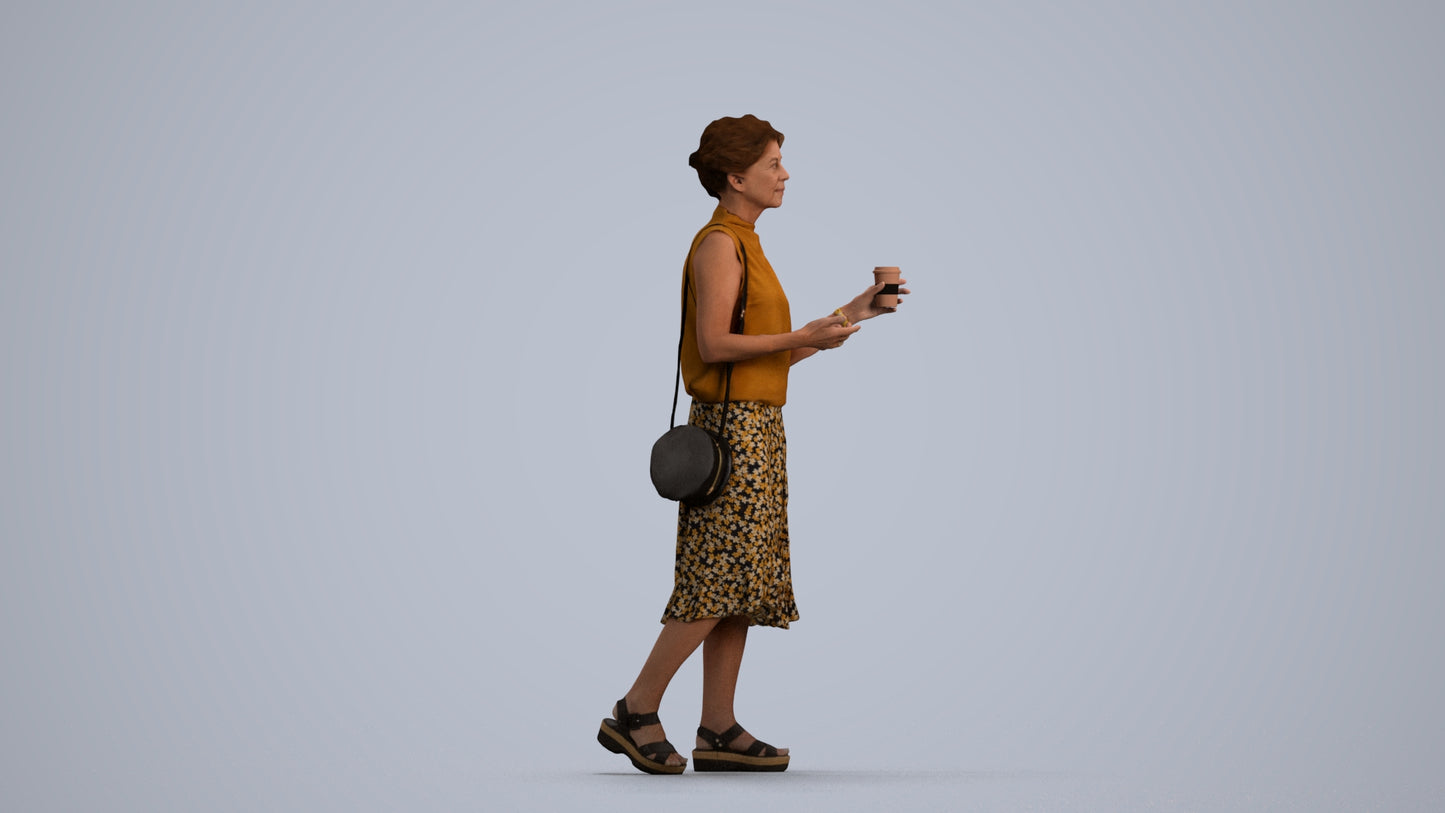 photogrammetry 3D woman casual standing, realistic human model archviz FBX, front view render