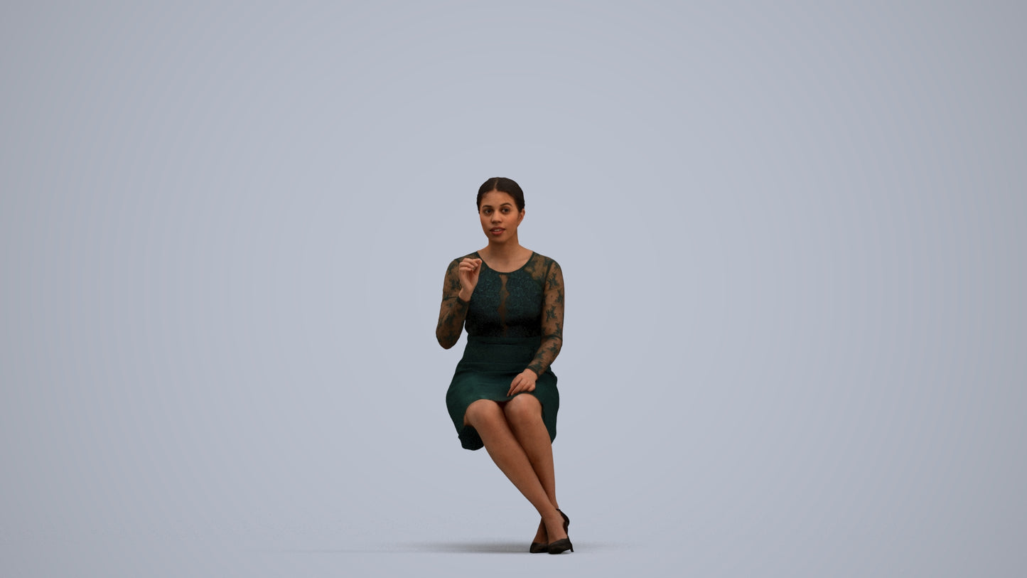 realistic 3D human woman business sitting, archviz people FBX OBJ for Blender, standing pose render
