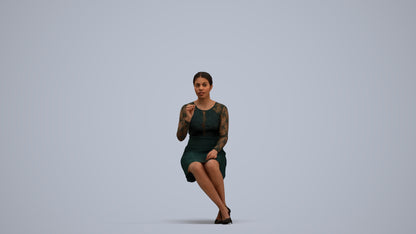 realistic 3D human woman business sitting, archviz people FBX OBJ for Blender, standing pose render