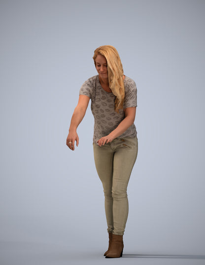scanned 3D woman casual standing, photogrammetry people for Enscape and V-Ray