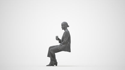 photogrammetry 3D woman business, realistic human model archviz FBX, wireframe back view